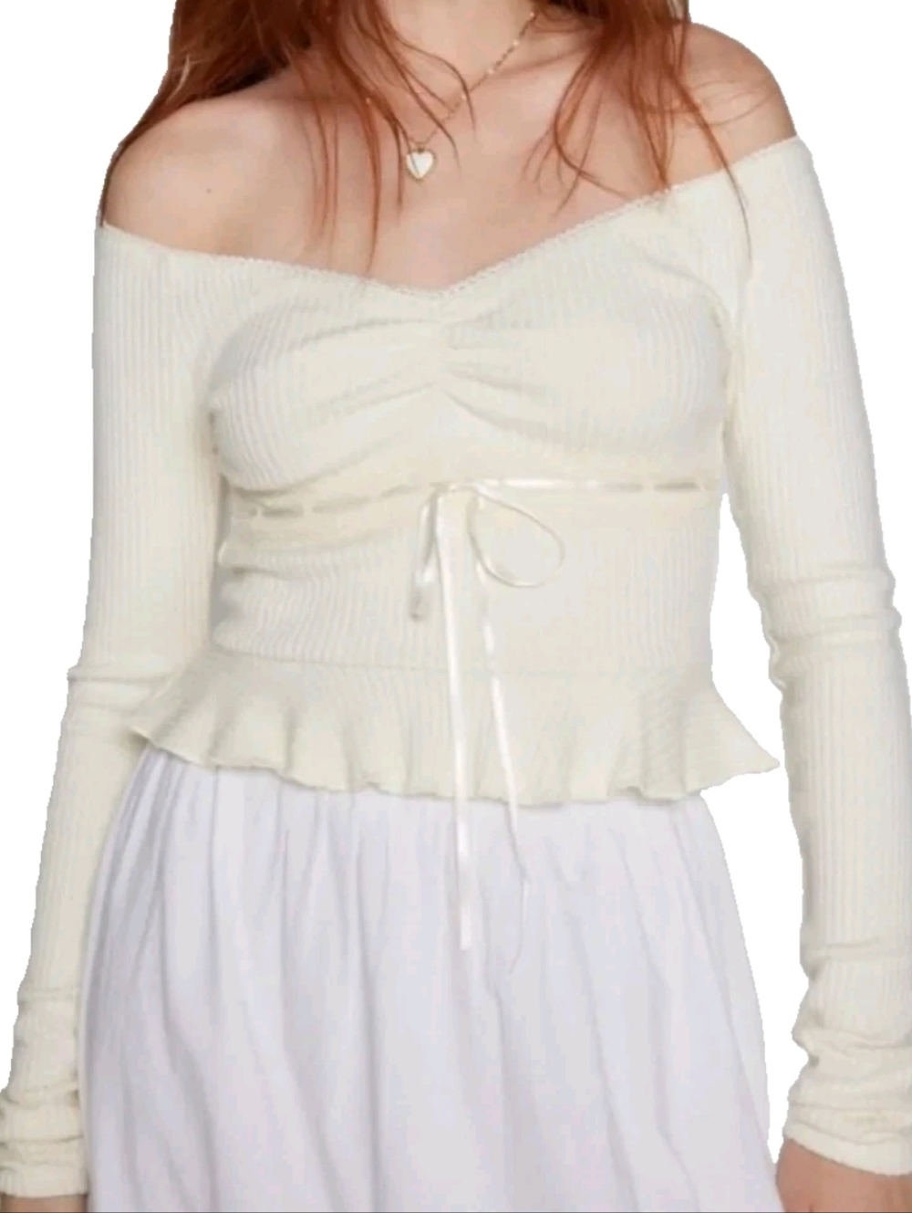 Kimchi Blue Gianna Tie Waist Off Shoulder Top